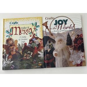 Make It Merry & Joy To The World- Lot Of 2 VTG Christmas Crafts Books -Hardcover